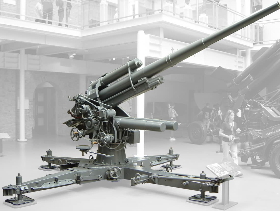 An "old type" (they were rechangeable) barrel on a Flak 36 cruciform mount. At the Imperial War Museum London