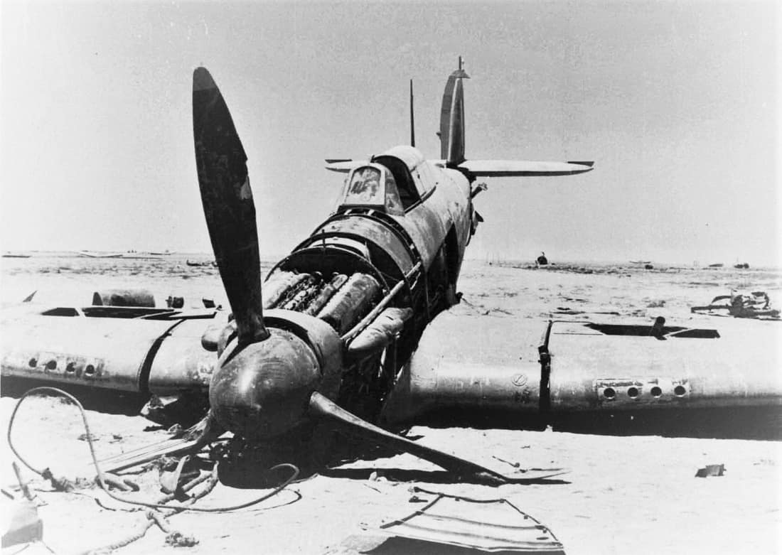 British fighter brought down by Italian anti-aircraft fire during the battle.