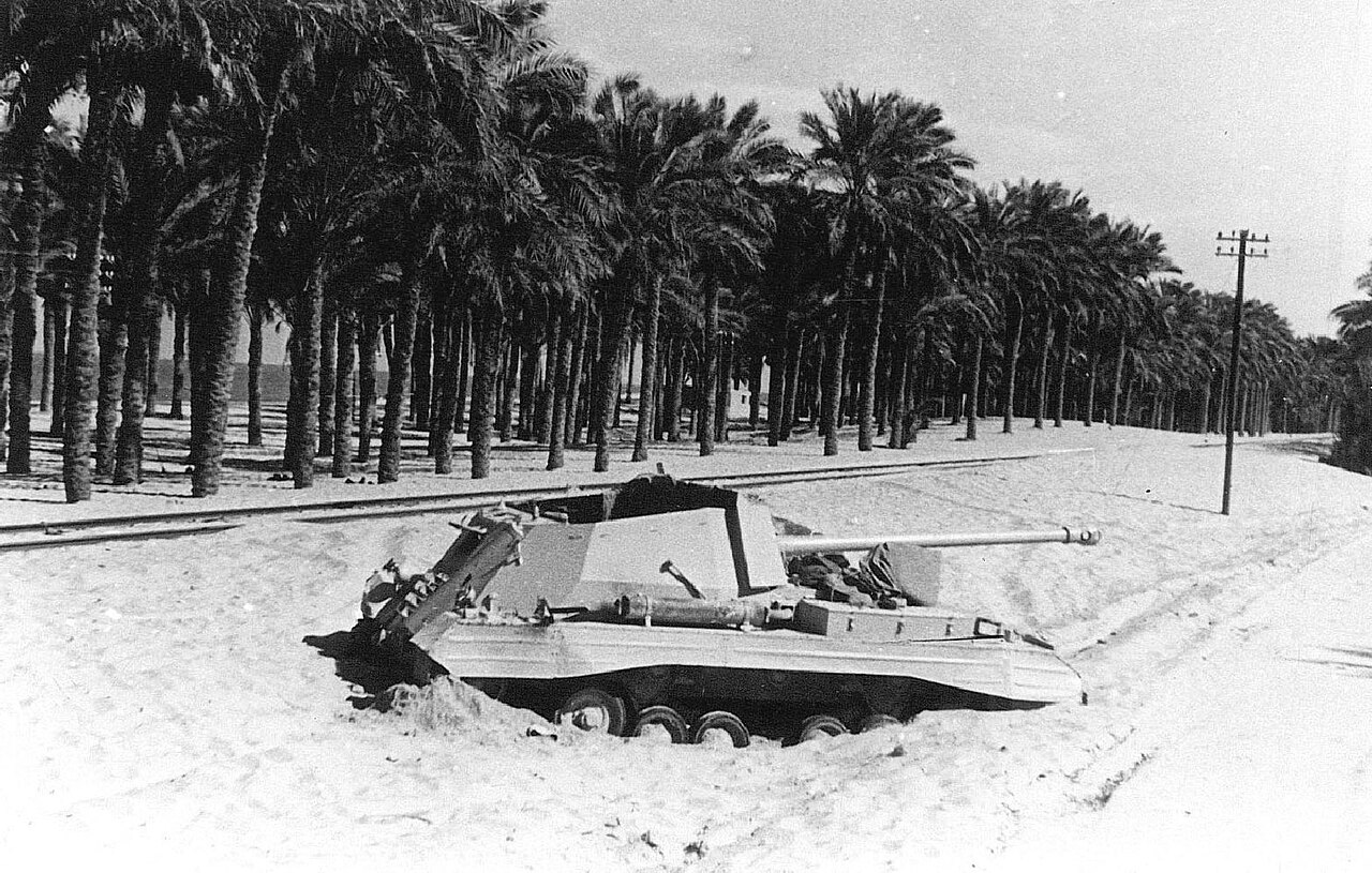 An 'Archer' in position at Rafah, Sinai War, 1956.