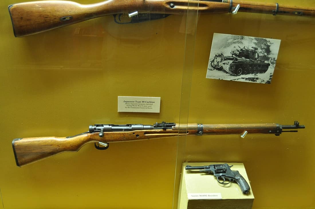 Japanese Type 99 carbine, Fort Lewis Military Museum, Fort Lewis, Washington, USA. Part of a display of the weapons of the Korean War.