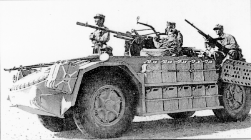 A Sahariana in North Africa, March 1943, crewed by the PAI. It is part of the "103rd Compagnie Arditi Camionettisti", half of which fought on the Tunisian Front and the other half on the Libyan Front.