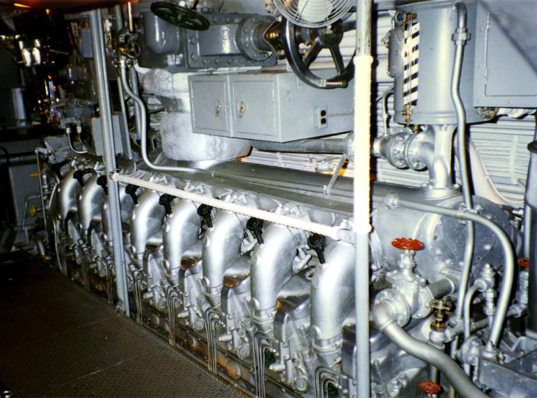 General Motors Model 16-248 V16 diesel engine installed in the USS Bowfin at Pearl Harbor