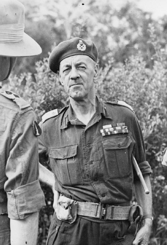 Portrait of General Sir Geoffrey Scoones (1893 - 1975), Commanding 4th Corps, in a forward area, Burma.