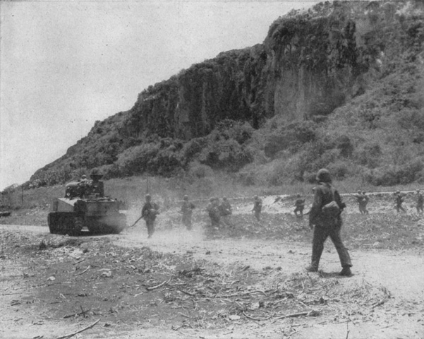 2d Marine Division Troops on Tanapag plain after Gyokusai attack, Saipan July 1944