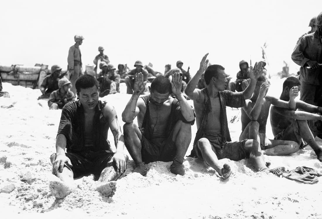 Japanese prisoners of war at Tarawa. VIRIN: HD-SN-99-02962