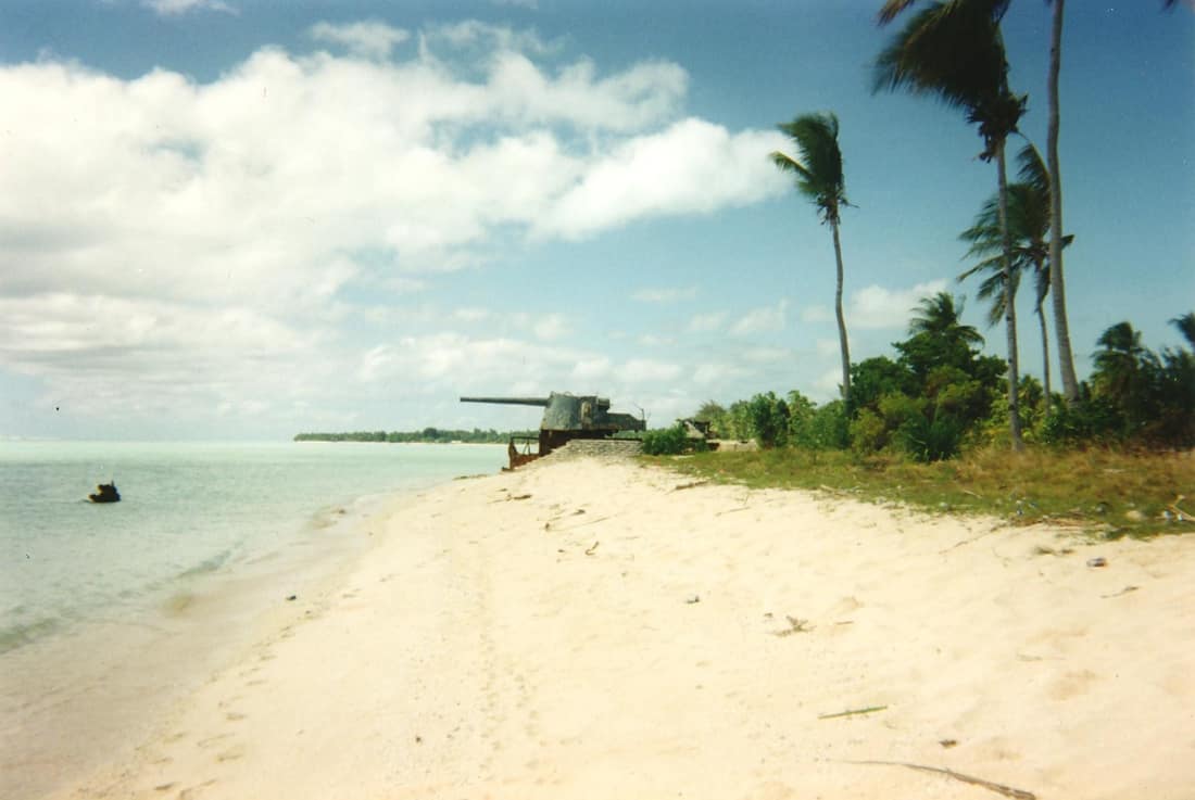 Photo taken by Roisterer who releases it under GFDL . Image is of World War II Japanese defences on Tarawa, Gilbert Islands, Kiribati. Image taken December 1996.