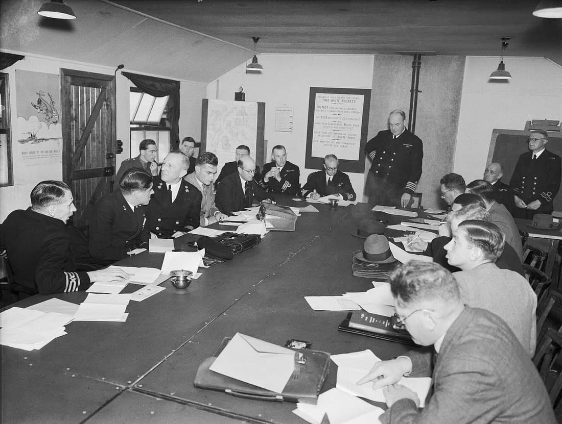 A convoy conference in progress, August 1942. A convoy conference in progress.