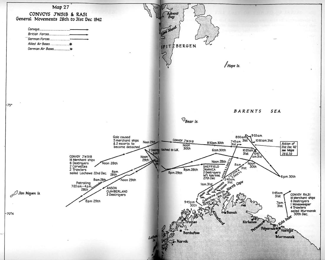 Convoys JW 51B &amp; RA 51. General Movements 28th to 31st Dec. 1942