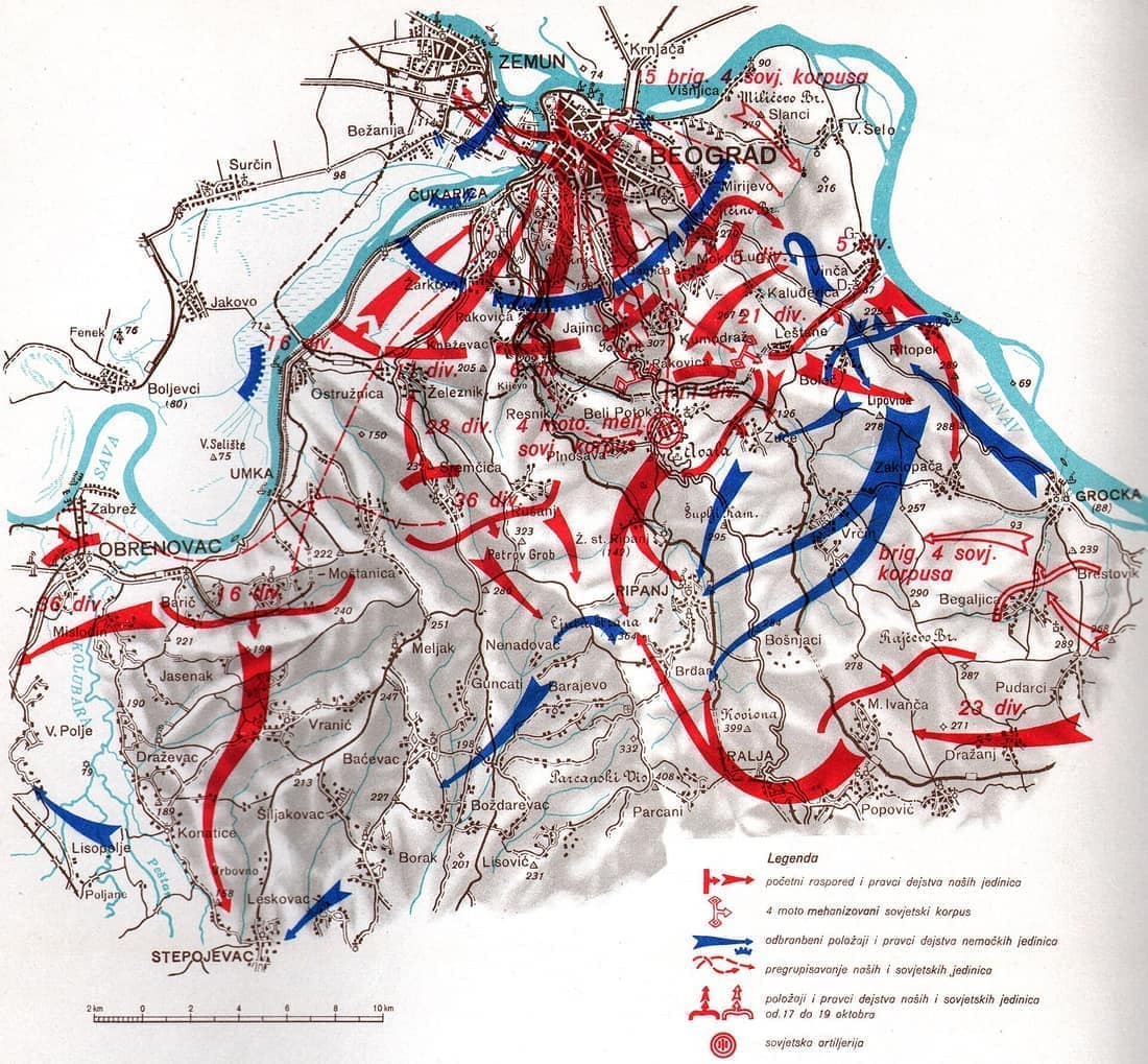 Map describing the Belgrade Operation (14 to 20 October 1944)