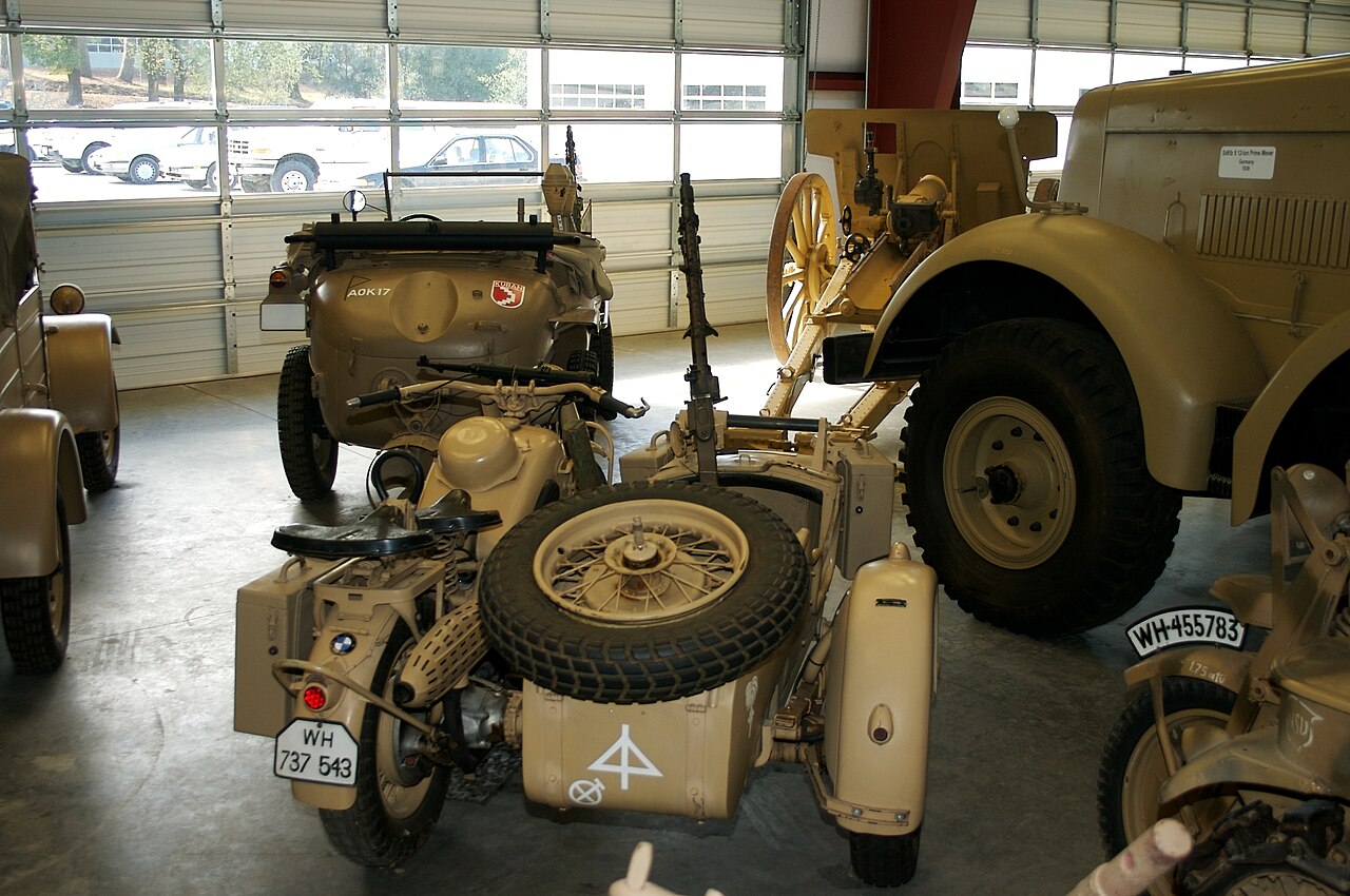 BMW R75 motorcycle with sidecar.