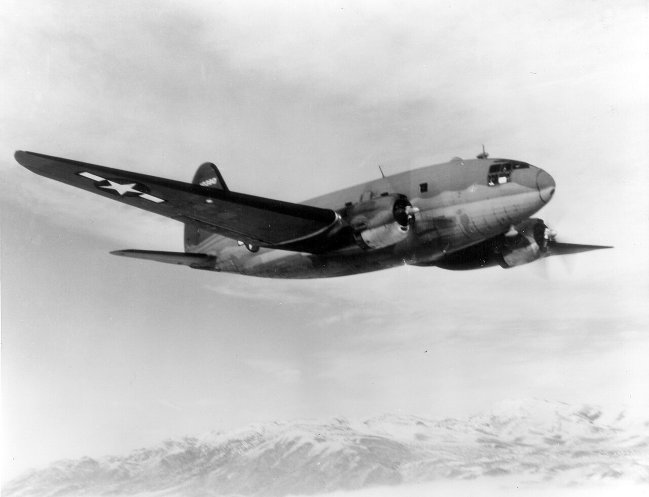 The Curtis C-46 Commando in flight.
