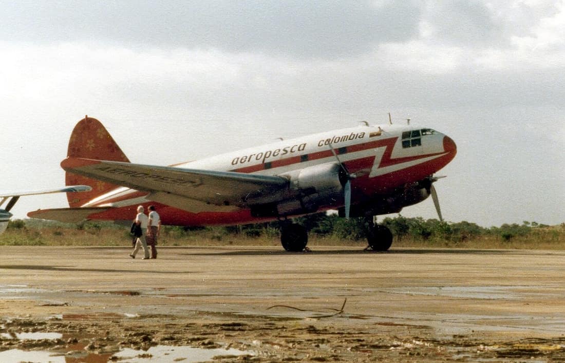 Curtiss C-46, Aeropesca de Colombia, Belize international Airport. Impounded.
