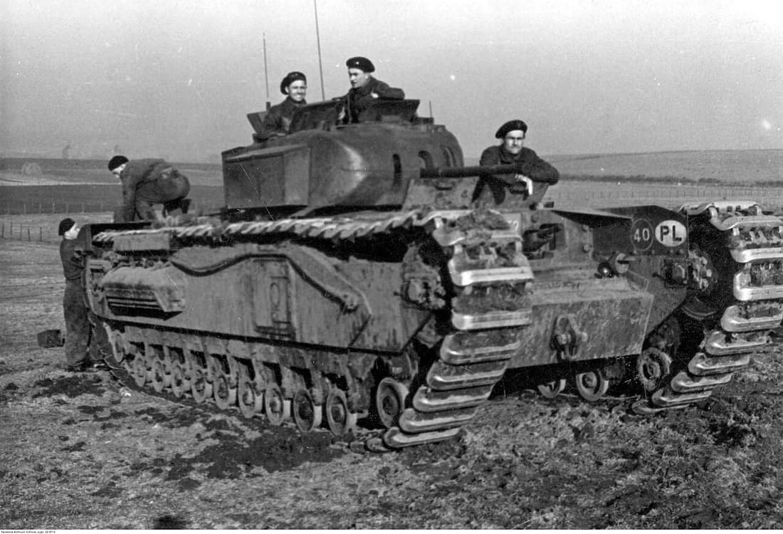 Churchill II tank of the Polish 16th Armoured Brigade in the United Kingdom.