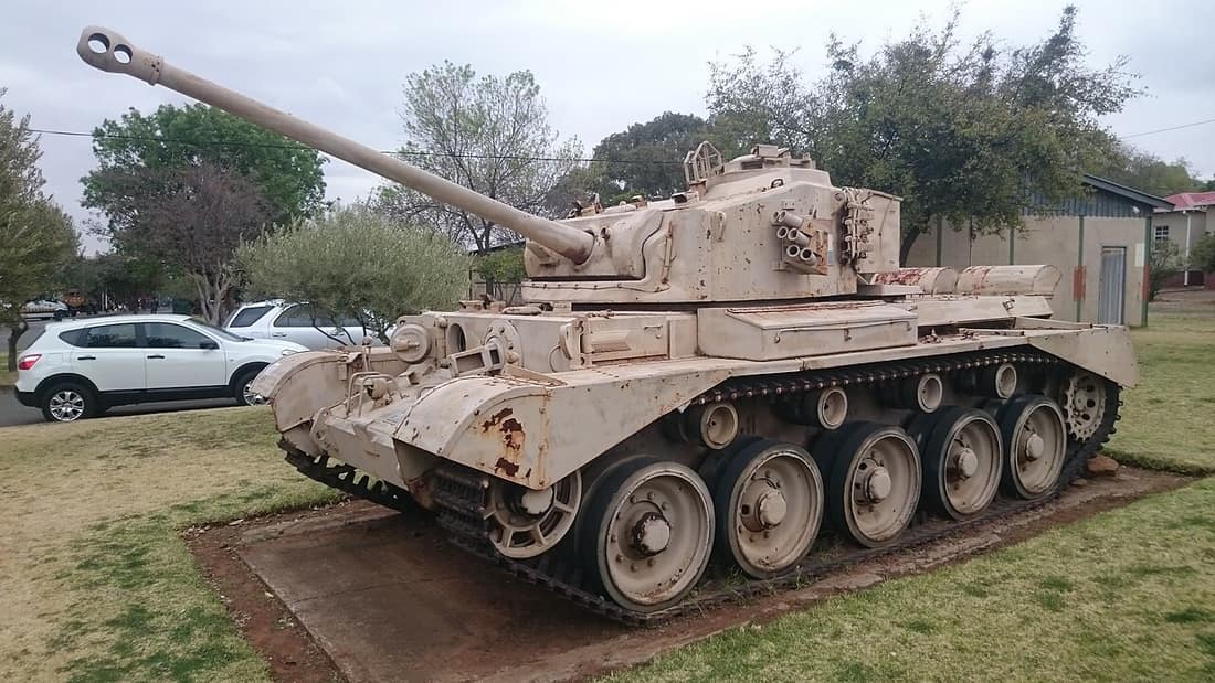 A Comet Type A at the South African Armour Museum. The split independent cowling covers can be seen at the rear of the tank.