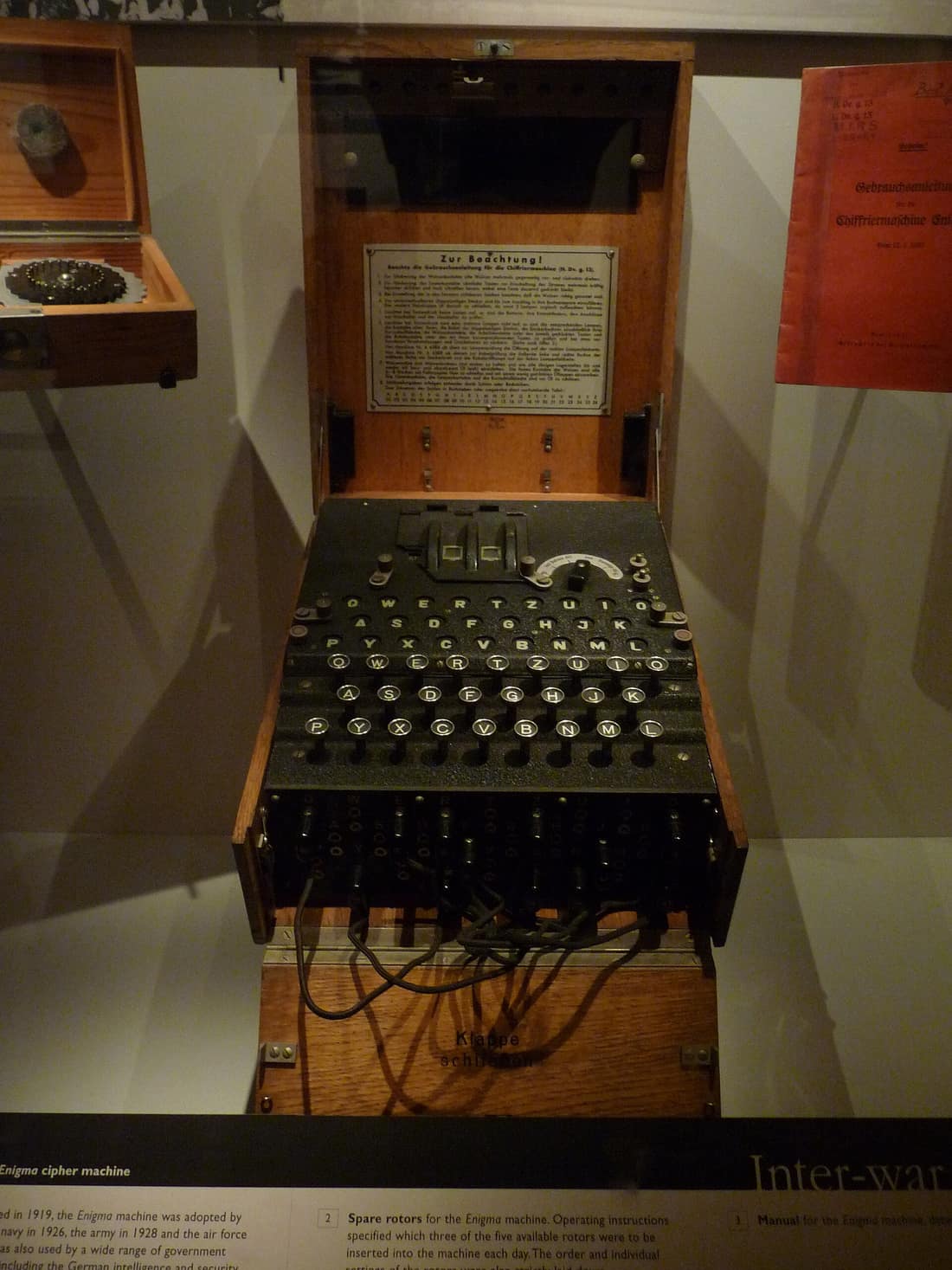 An image of an Enigma machine from the Imperial War Museum in London.