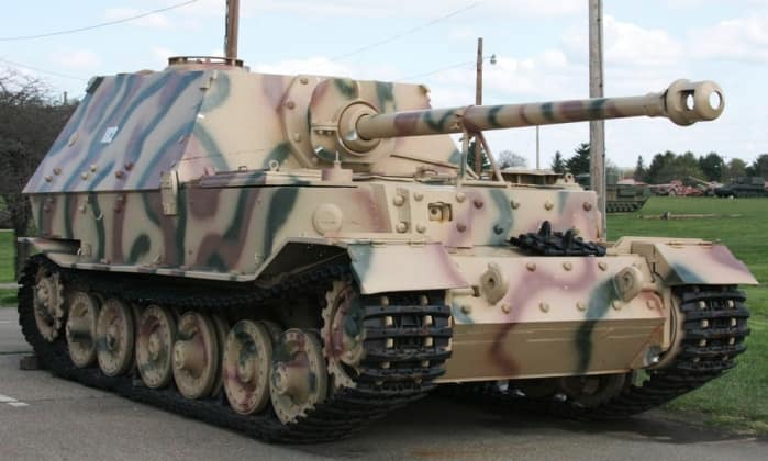 Panzerjäger Tiger Elefant tank destroyer used by German Wehrmacht in WWII. Restored by and on display at US Army Ordnance Museum, Aberdeen, Maryland. Photograph taken by Scott Dunham, April 23, 2009.