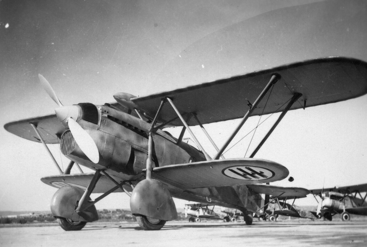 Az Olasz Légierő FIAT CR-32 típusú vadászrepülőgépe.