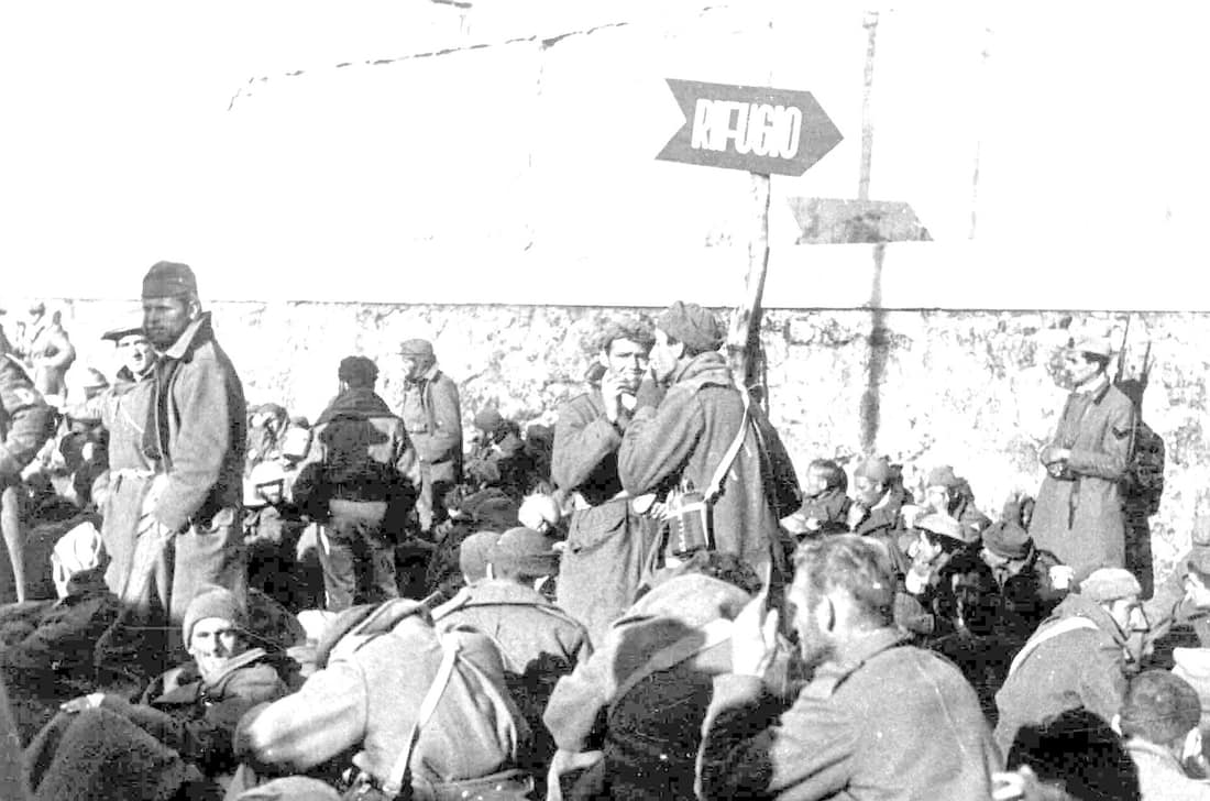 Captured British and Commonwealth POWs awaiting transport to the Italian mainland.