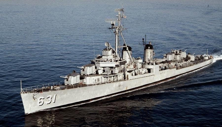 The U.S. Navy destroyer USS Erben (DD-631) underway the 1950s.