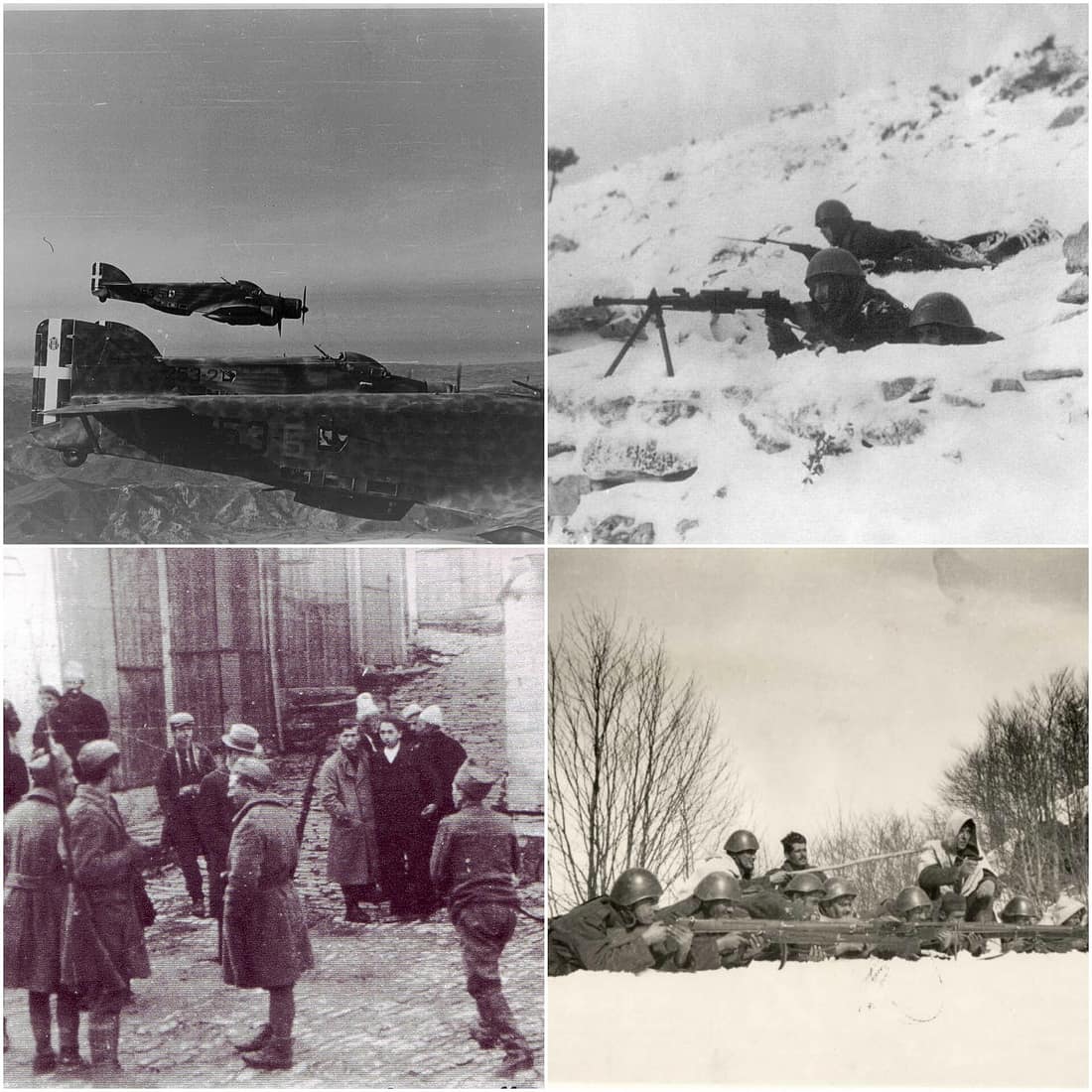 Photo collage of images from the Greco-Italian war. All photos from public domain sources.