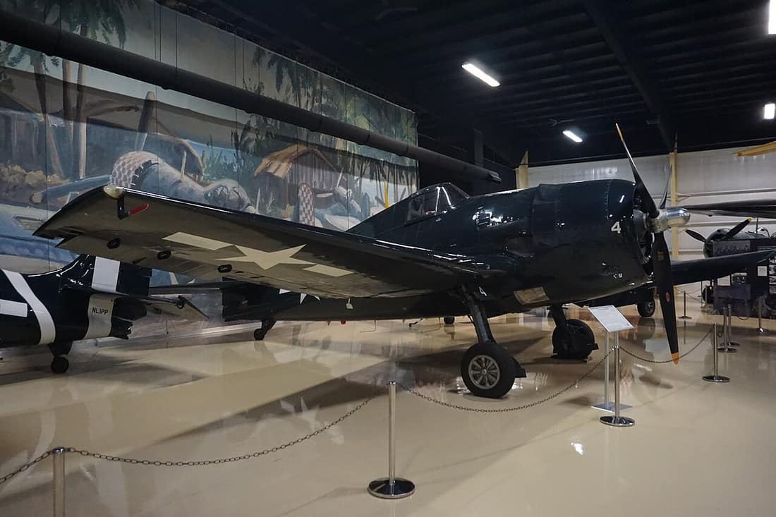 A Grumman F6F-5 Hellcat on display at the Air Zoo at Kalamazoo/Battle Creek International Airport in Portage, Michigan (United States).