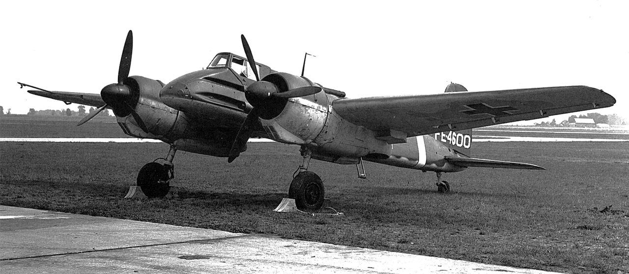 A captured German Henschel Hs 129B wearing USAAF FE (Foreign Evaluation, FE-4600) markings at Freeman Field, Indiana (USA).