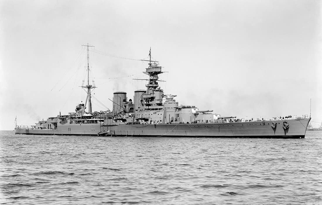 Partial restoration (spots removed, but no levels adjustment) of a 1924 photo by Allan C. Green of HMS Hood (pennant number 51), the last battlecruiser built for the Royal Navy. For other versions, see below.