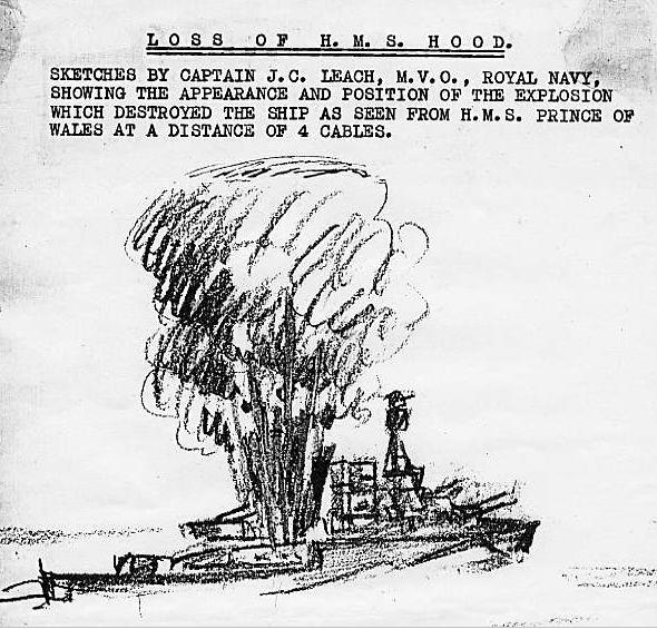 Explosion of HMS Hood - eyewitness sketch