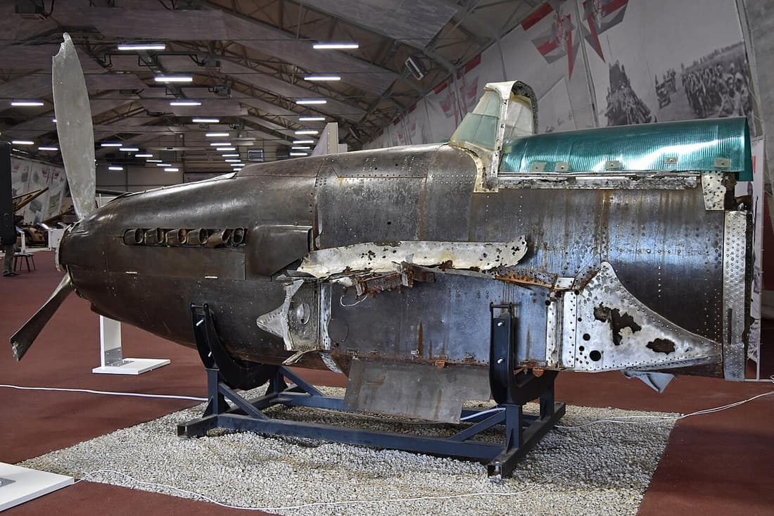 c/n 7826. This Šturmovík is reported to have been shot down over the Kerch Strait on 1st November 1943. Recovered in 2015, the forward fuselage is complete and in very good condition, while the main wooden sections (wing