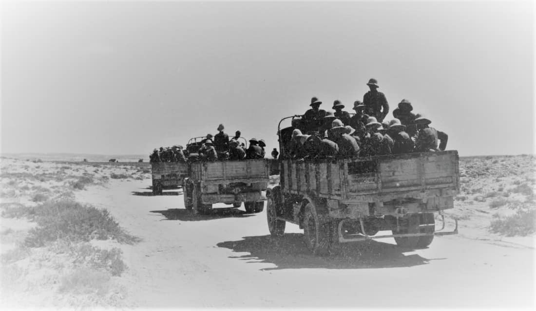 Italian troop convoy on its way to relieve the Siege of Giarabub