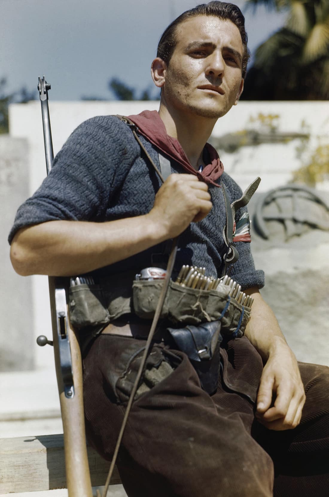 An Italian partisan in Florence, 14 August 1944. Senor Prigile, an Italian partisan in Florence. British troops were ordered to avoid fighting the Germans in the precincts of the city of Florence. Italian Partisans, occu