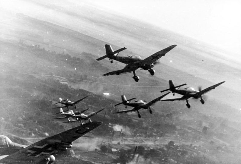 For documentary purposes the German Federal Archive often retained the original image captions, which may be erroneous, biased, obsolete or politically extreme. German Stuka dive bombers over the Eastern Front, World War
