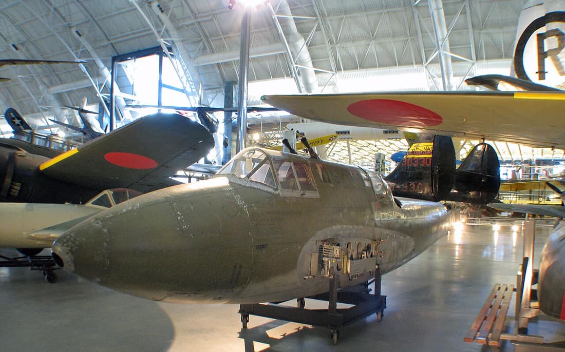 Kawasaki Ki-45 Kai Hei (Mod. C) Type 2 Toryu (Dragon Killer) NICK fuselage with a Schräge Musik fitment, at the Udvar-Hazy Center museum.