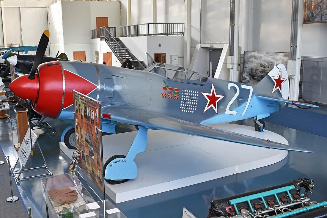 c/n unknown. One of only two genuine La-7s known to survive, this famous aircraft is the actual machine flown by Soviet ace Ivan Kozhedub, and as such it is a very significant airframe. Kozhedub is regarded as the best S