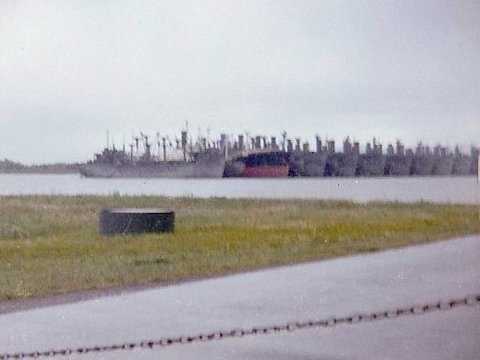 Liberty Ships in mothballs at Tongue Point, Astoria, Oregon