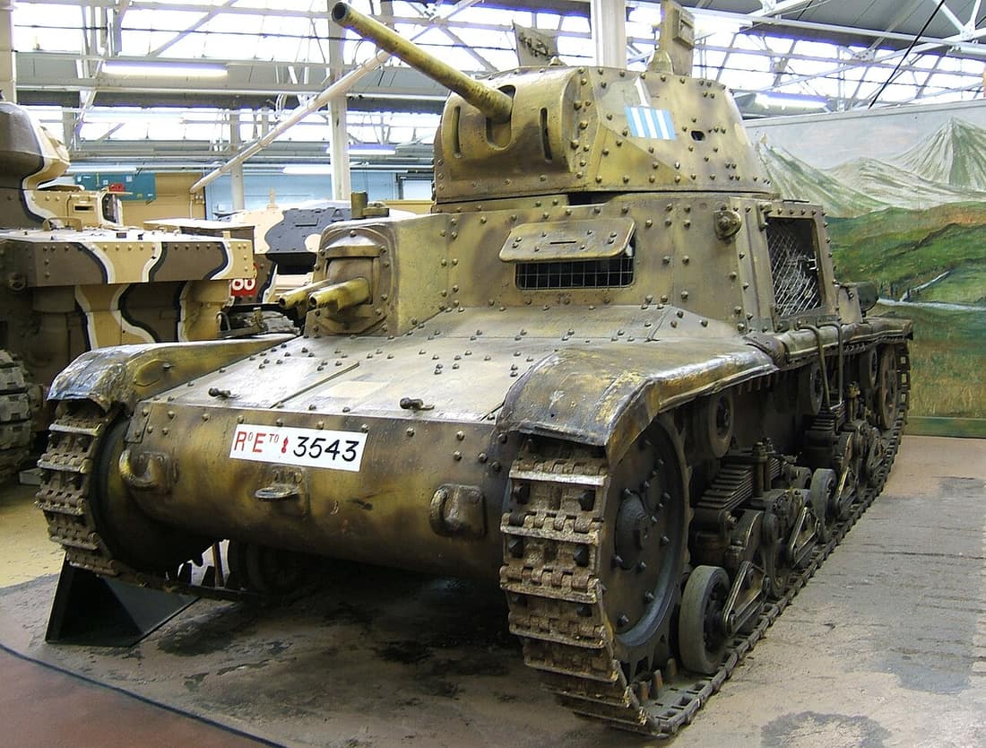 Italian Fiat M13/40 light tank in the Bovington tank museum in the UK.
