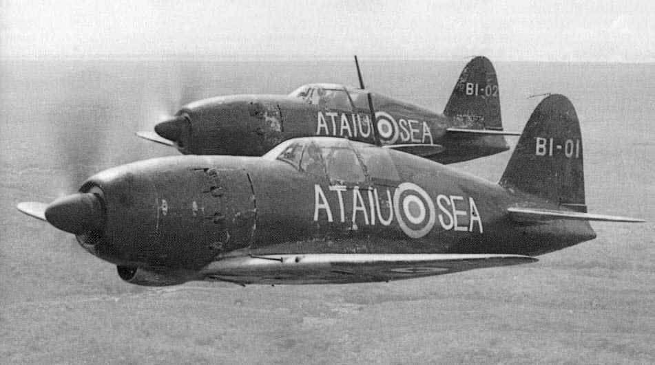 Japanese aircraft taken over by the Allies in British Malaya were tested and evaluated by Japanese naval aviators under close supervision of RAF officers from Seletar Airfield. Here two Mitsubishi J2M Raiden fighters (kn