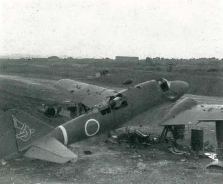 An abandoned Mitsubishi Ki-46 II on Okinawa, Japan, circa in June 1945.
