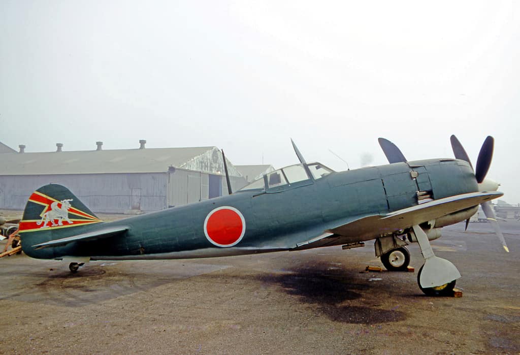 Nakajima Ki-84 Hayate N3385G wearing Japanese Air Force markings at Ontario Airport California in 1970.