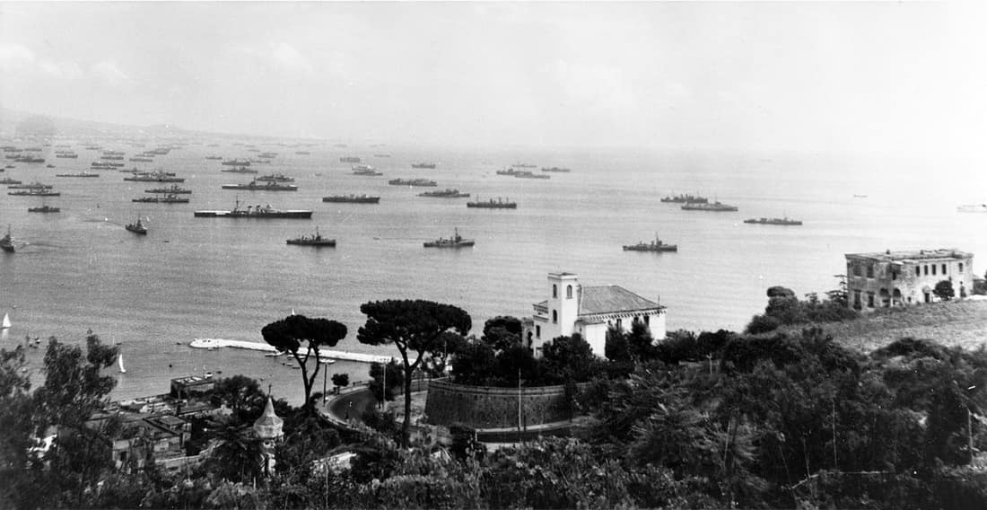 Part of the invasion fleet of "Operation Dragoon", the invasion of Southern France, off the French Mediterranean coast, circa in August 1944.
