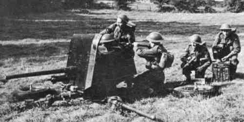 British QF 2-pounder gun, anti-tank.