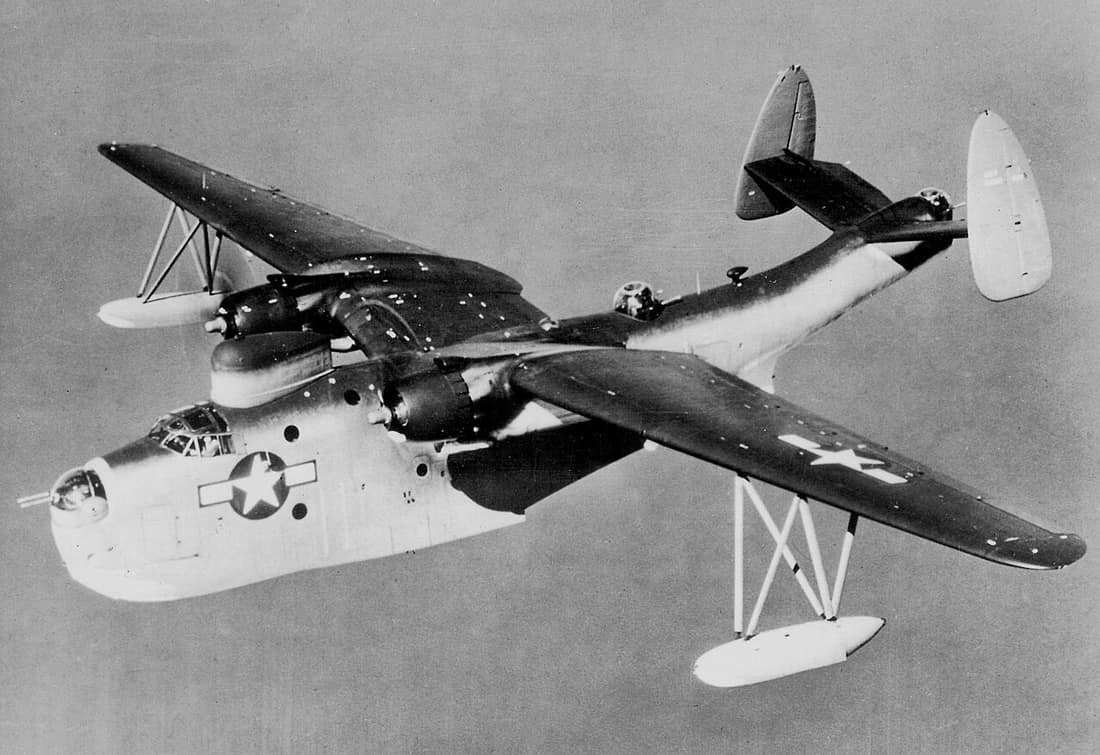 A U.S. Navy Martin PBM-5 Mariner in flight.