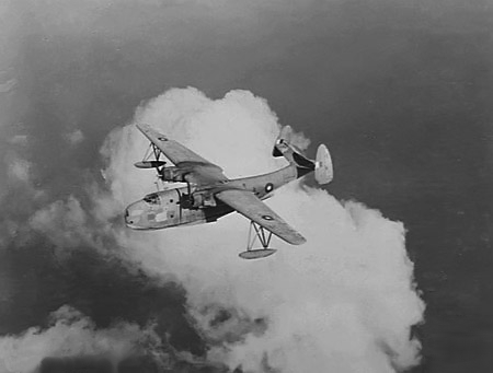 A Martin PBM Mariner flying boat (RAAF serial A70-12, registration VH-CPL) of No. 41 Squadron RAAF based at Cairns (Australia), in flight on 21 September 1944. The pilot was Flight Lieutenant Fox (411319) of Longueville,