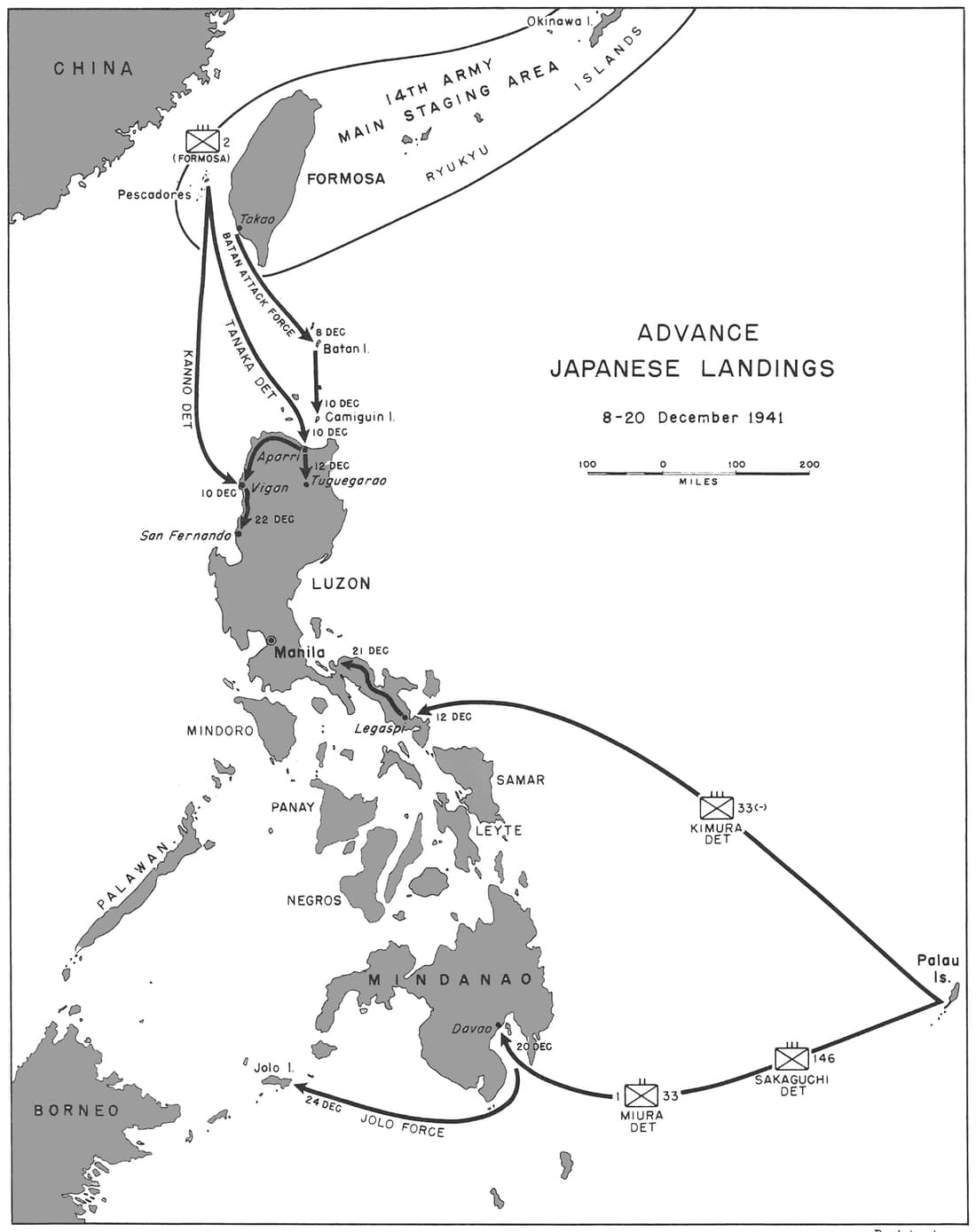 Advance Japanese landings in the Philippines December 8–20 1941