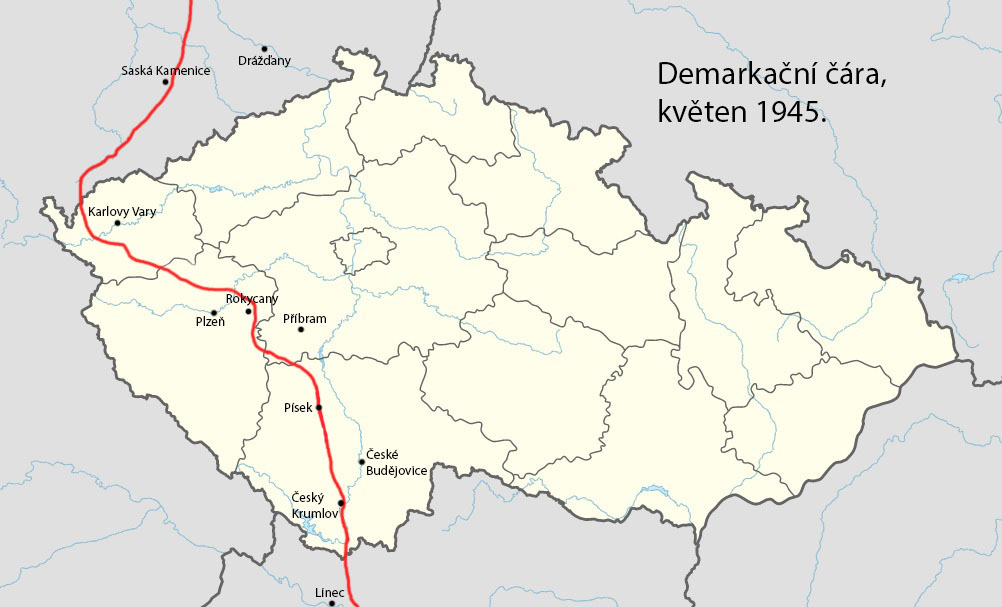 Demarcation line between the Soviet and American armies, May 1945.