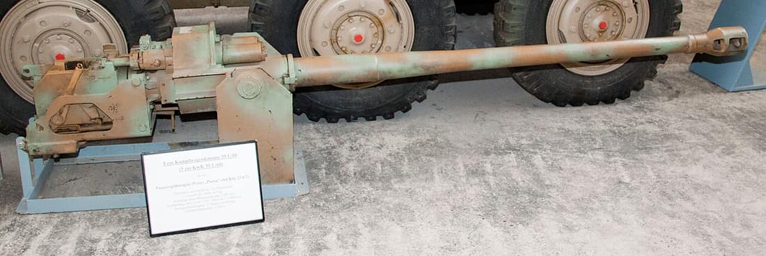 Kampfwagenkanone 5-cm-KwK 39/1 L/60, showed at the „German armoured fighting vehicle museum" in Munster, Germany, the location of the Munster Training Area camp. This particular armour vehicle gun was used as primary wea
