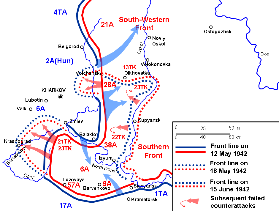 Map of 1942 Kharkov offensive Барвенковский котёл 1942 года. By Grafikm (AutoGRAF) en:sr:Слика:Map of 1942 Kharkov offensive.png