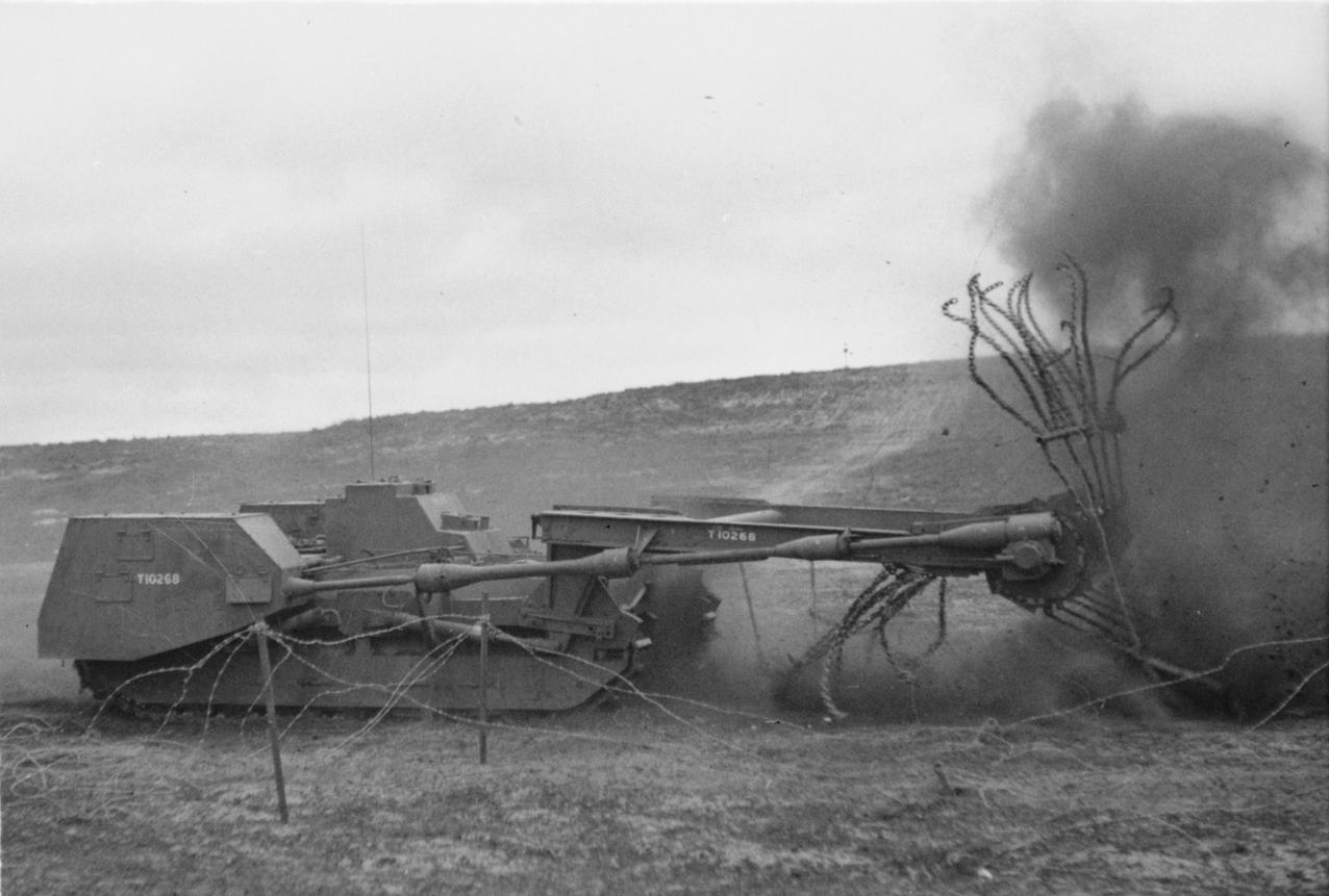 IWM caption : THE BRITISH ARMY IN THE UNITED KINGDOM 1939-45. Matilda Baron Mine Flail Tank