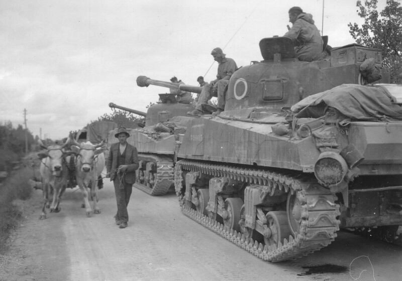 Sherman Firefly tanks of the Pretoria Regiment somewhere in Italy during 1944