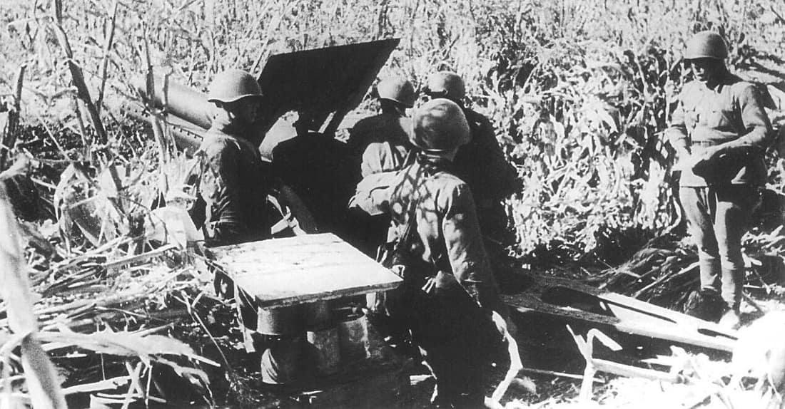 Soviet gun crew in action at Odessa in 1941.